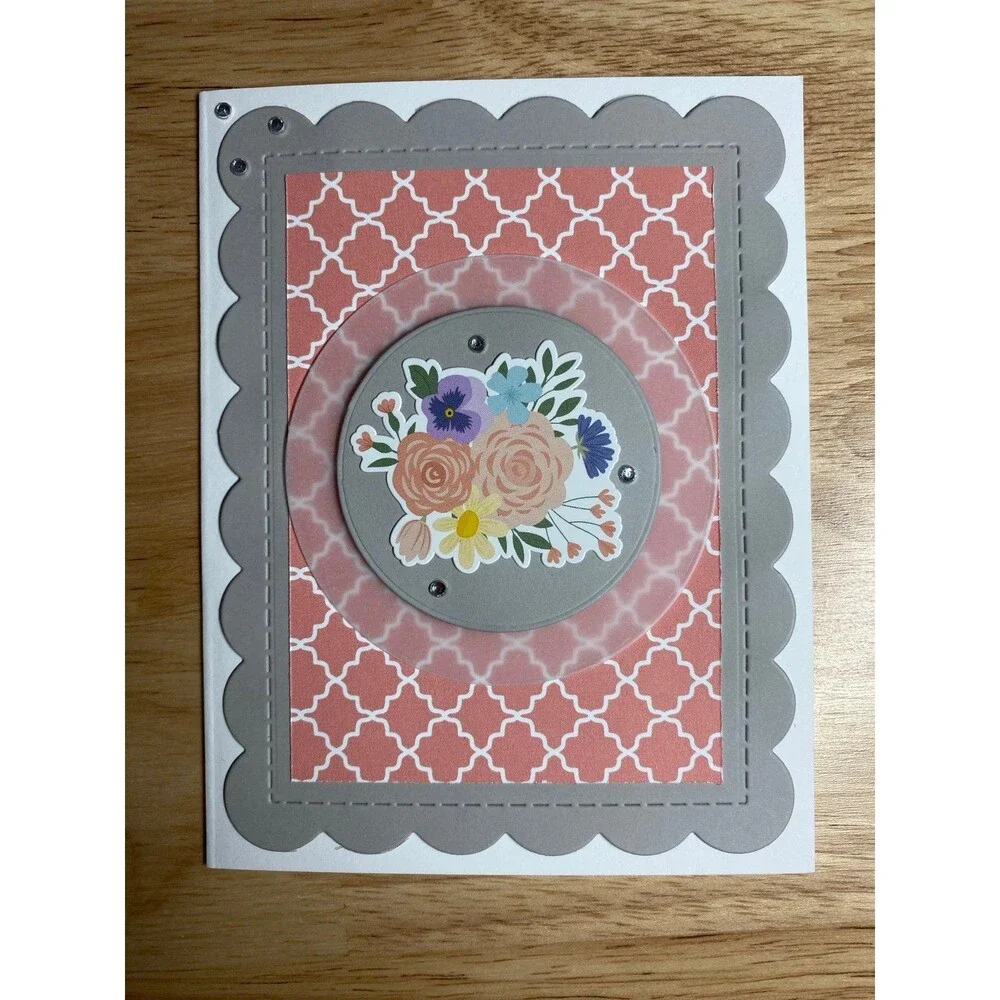 Handmade Spring Greeting Card A2 Floral Card Blank Inside w/ Envelope